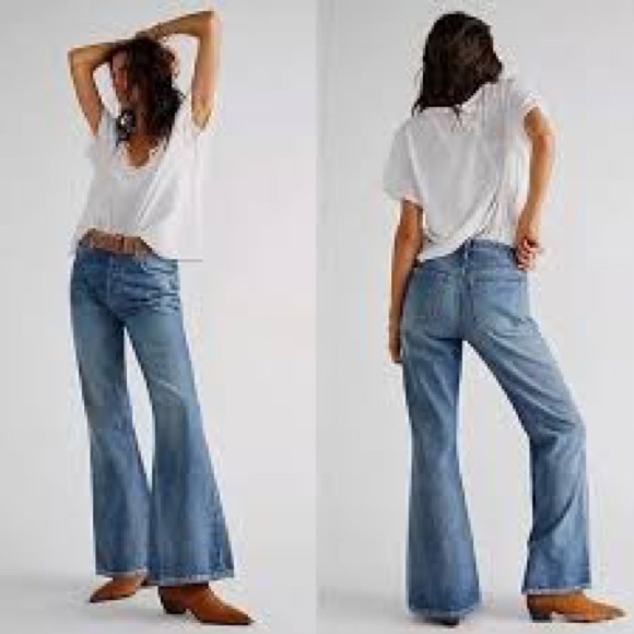 We The Free Denim - We The Free New Dawn Flare in Belgrade Blue Free People NEW!